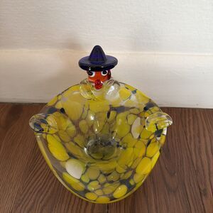 Gorgeous Vintage Murano Art Glass Venetian Clown Ashtray Figurine Bowl